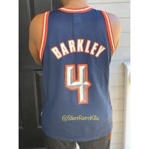 Champion Houston Rockets Jersey Mens Large Navy Blue Charles Barkley 4 NBA